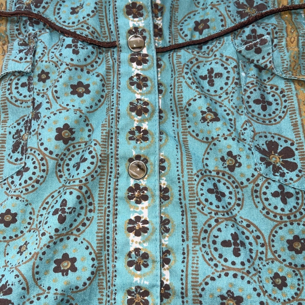 Panhandle Slim Girls M Rockabilly Pearl Snap Western Cowgirl Medallion Print - Picture 4 of 6